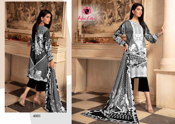 Nafisa Black And White 4 fancy Designer Casual Wear Karachi Cotton Dress Material Collection